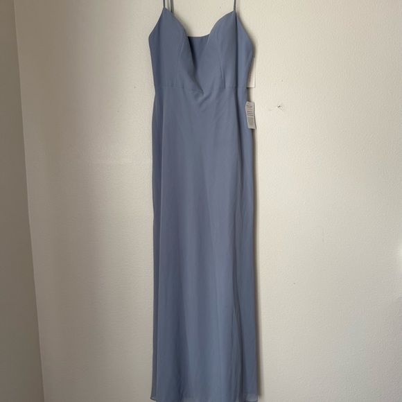 NWT Jenny Yoo Shoshanna Dress Cambray Luxe Chiffon Blue Size 12 - Picture 6 of 10